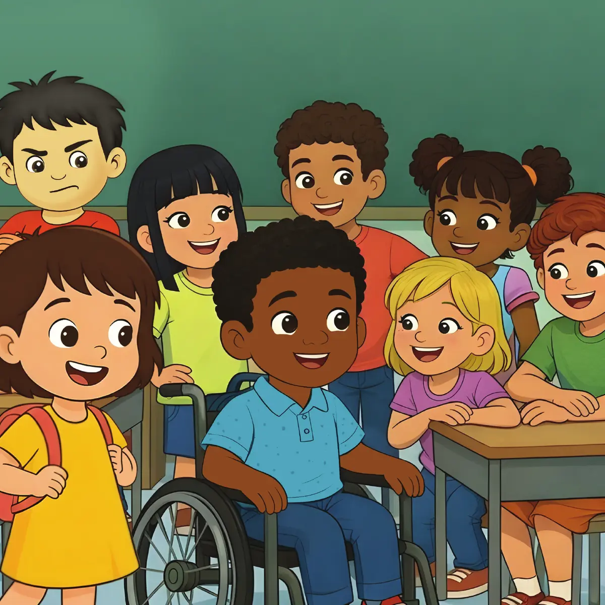 Children learning together in class